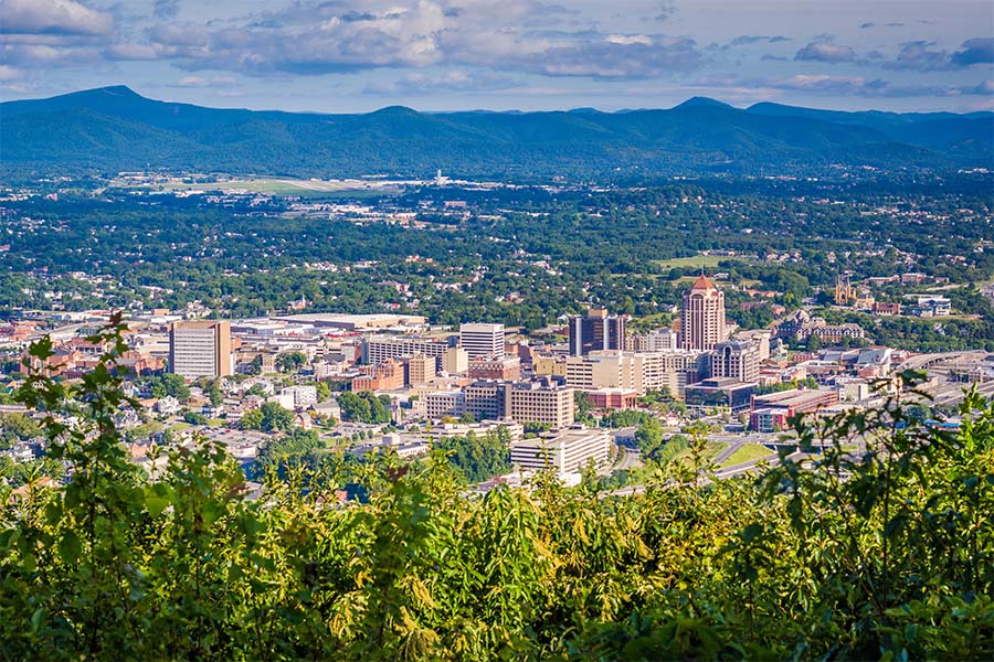 Virginia - View Of Roanoke Virginina From The Mountains